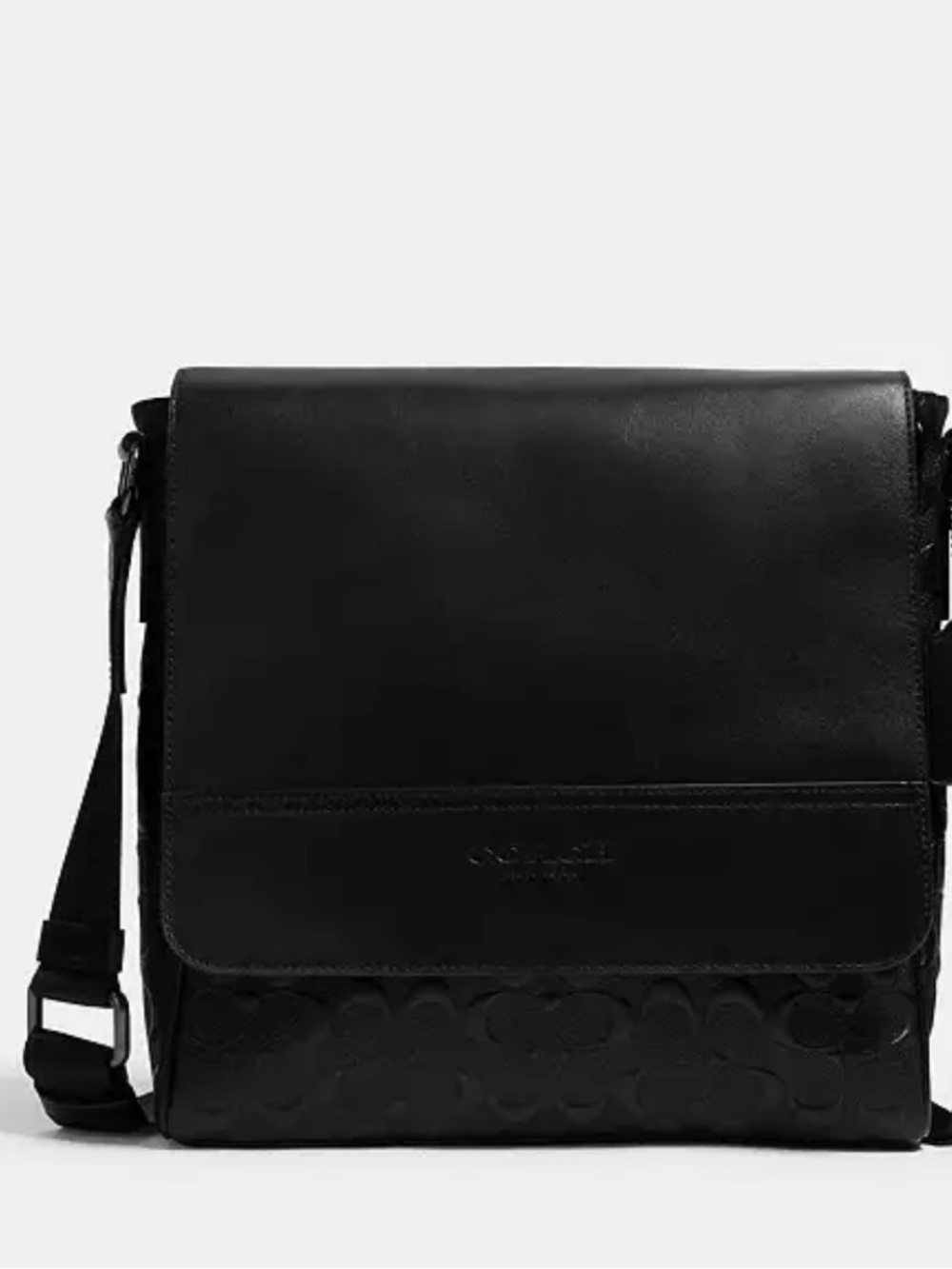 Coach Black Leather Messenger Bag for Men